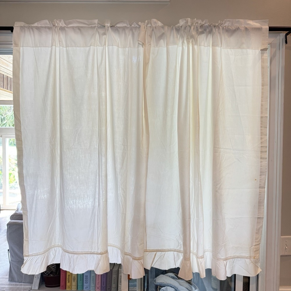 VTG Wabasso Ruffled Curtain Panels 90"x58" White Cottagecore Canada Made 8 Avail
